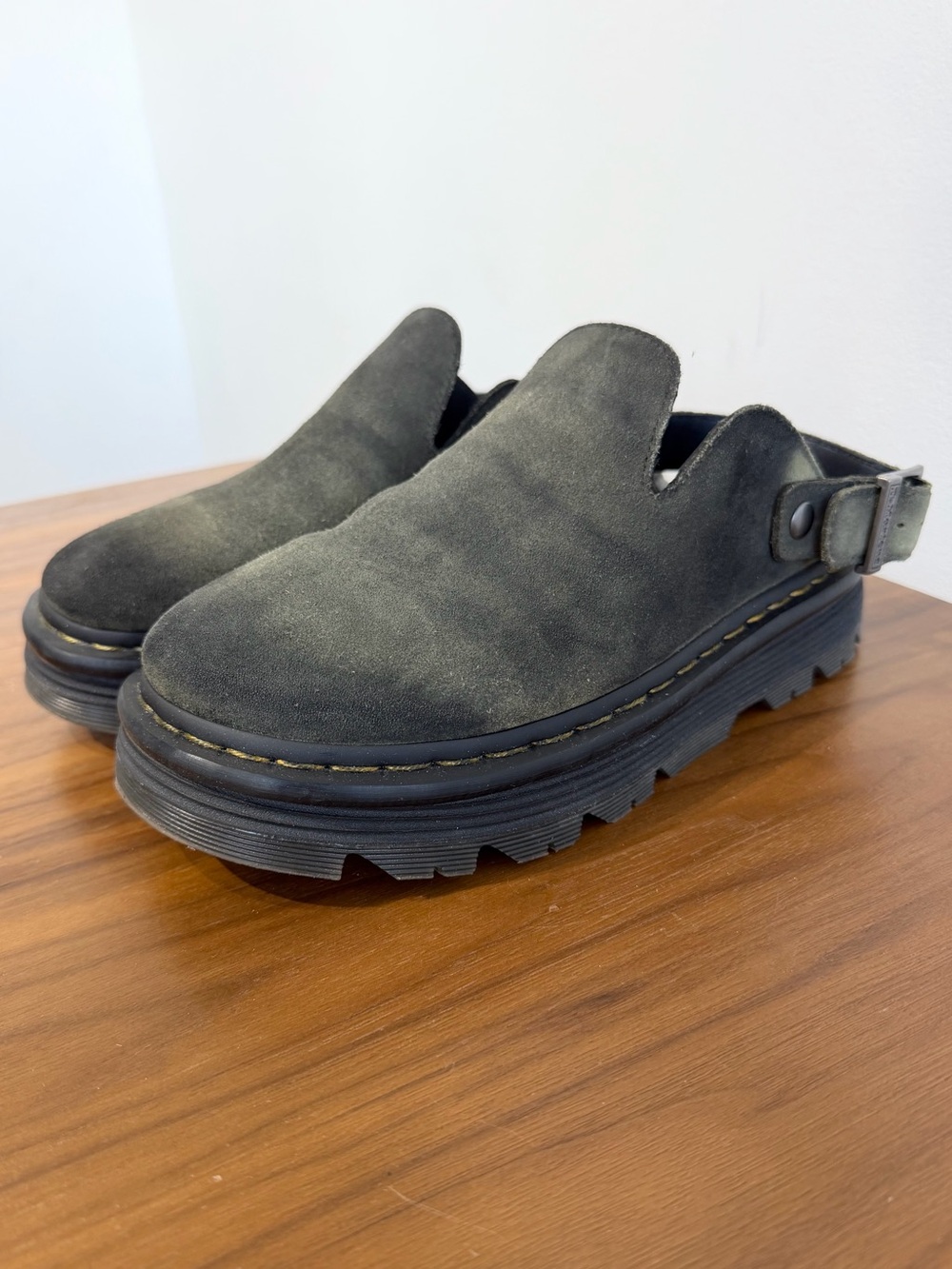 Dr. Martens Olive Green Suede Clog Mules